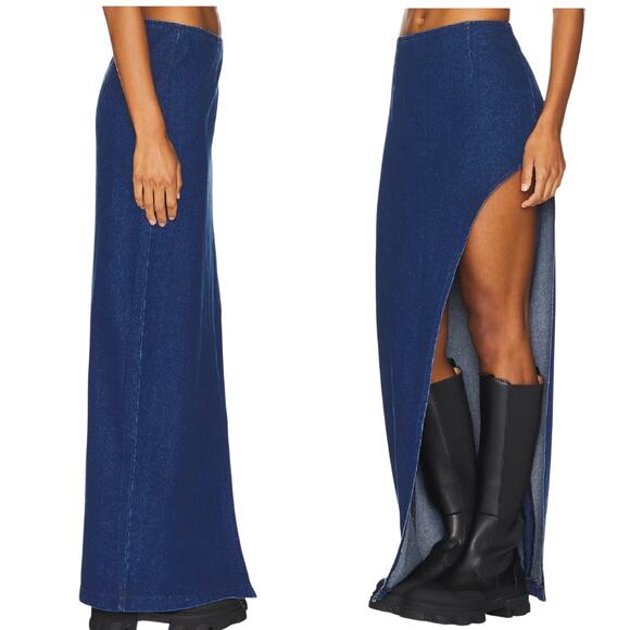 Superdown Tirza Maxi Skirt Denim 24 New - Picture 2 of 14